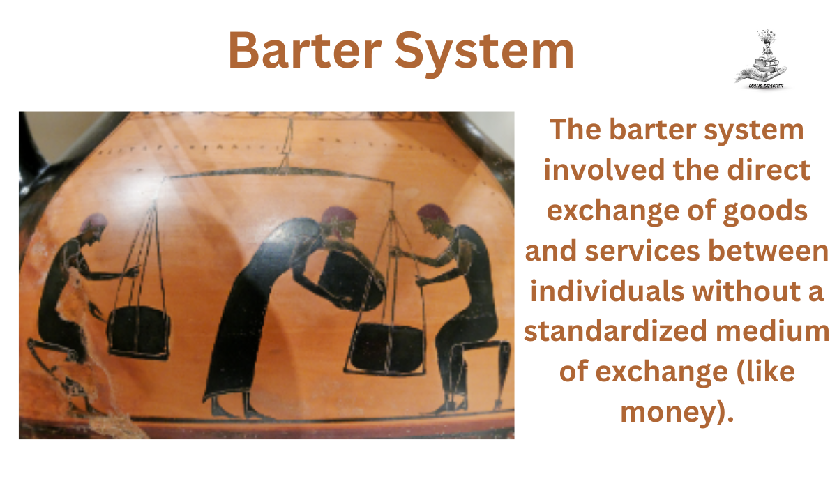 Visual representation of a barter system, showcasing the exchange of goods without using money.