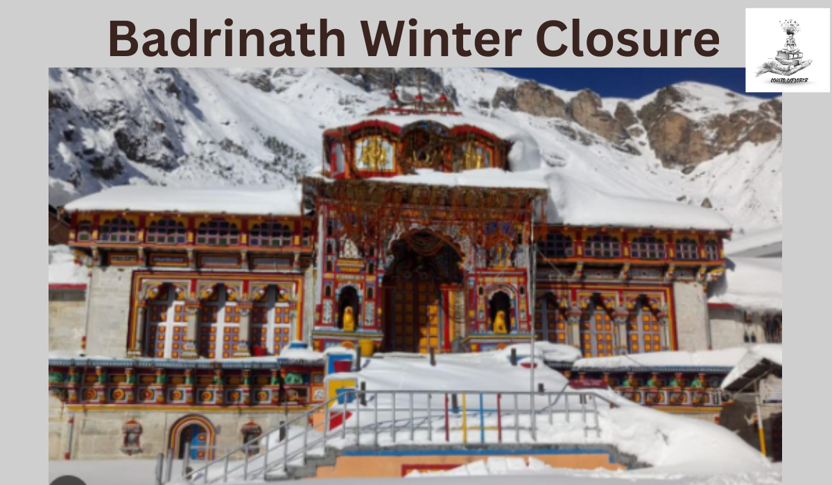 Breathtaking winter scene of Badrinath with snowfall.