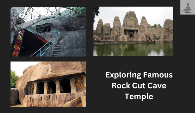A mesmerizing view of a famous rock-cut cave temple, showcasing intricate carvings and architectural details.